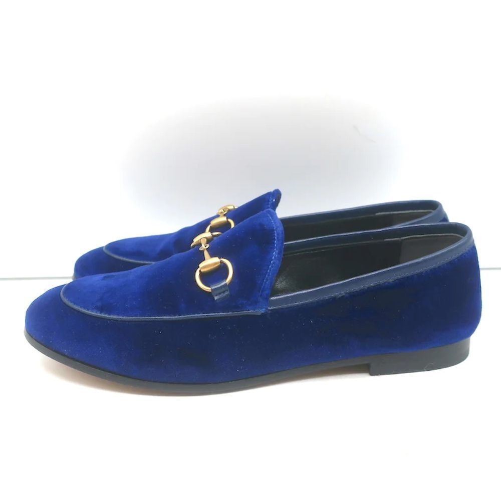 Gucci Jordaan Velvet Horsebit Loafers Dark Blue Size 36 - Picture 6 of 11